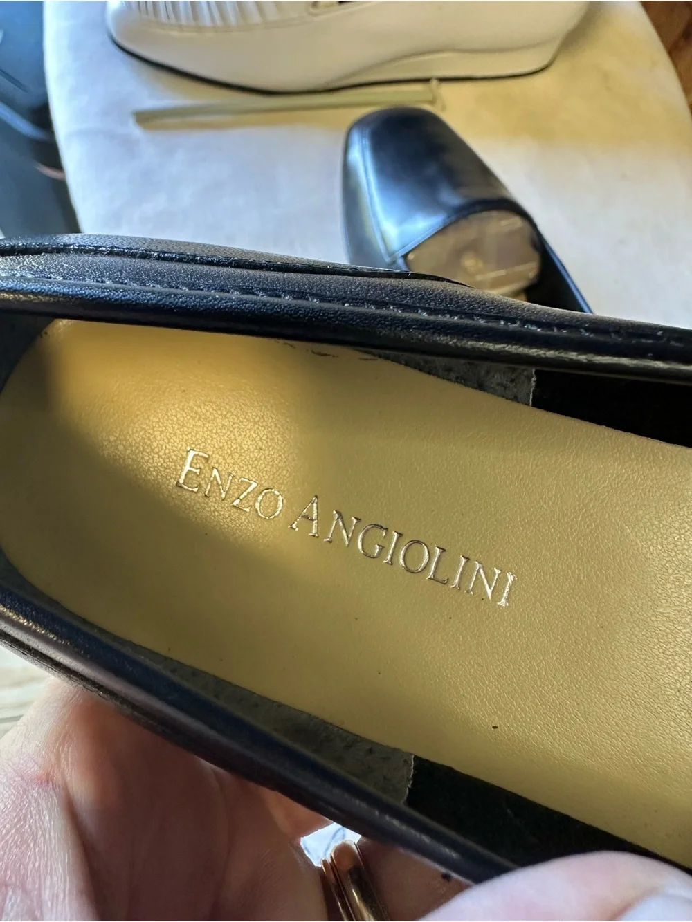 Enzo Angiolini Liberty Black Leather Square-Toe Loafers Size 8.5 NN Narrow